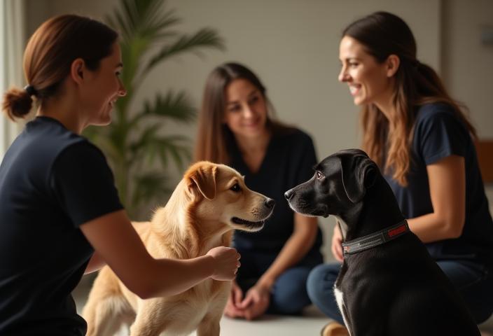L'équipe d'éducateurs canins en séance à Paris